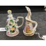 Candle Extinguisher: Meissen/Dresden bocage decorated plus another unmarked bird or snake spiral