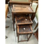Early 20th cent. Oriental hardwood three graduated side tables. 19ins. 21ins. & 26ins. high.