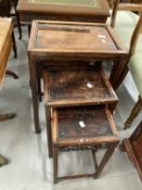 Early 20th cent. Oriental hardwood three graduated side tables. 19ins. 21ins. & 26ins. high.