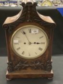 Clocks: 19th cent. Walnut cased bracket clock with 8 inch dial and twin Fusee movement. Approx.
