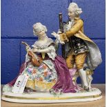 German figure group she with a violin, he with a bassoon. Possibly Utrecht.