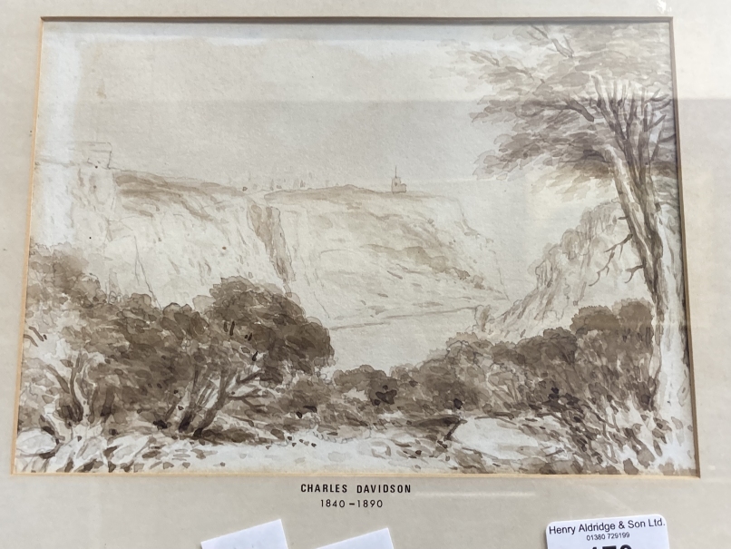 Charles Davidson (1840-1890): Colourwash, 1855 Goblin Combe near Bristol, signed lower left. Approx. - Image 2 of 3