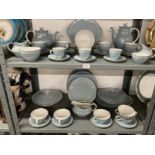 20th cent. Ceramics: Royal Doulton Aegean T.C 1015 blue ground with white leaves, dinner, tea and