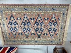 Carpets & Rugs: 20th cent. Caucasian carpet, possibly Shirvan, pink ground with the large central