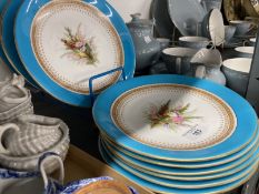 19th cent. Ceramics: Worcester Botanical dessert plates, hand painted floral centre Australian