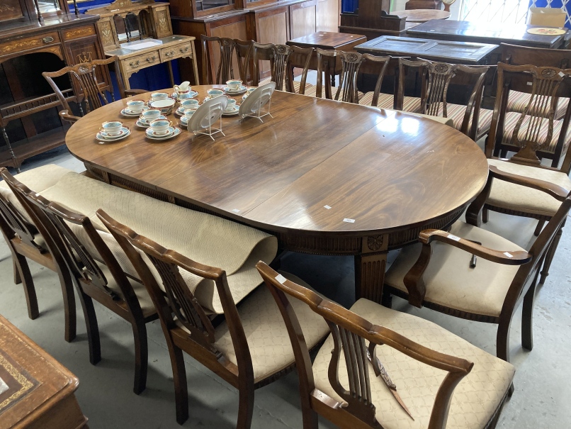 19th cent. Mahogany dining chairs including two carvers, lyre back with matching carving, - Image 2 of 4