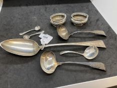 Hallmarked Silver: Georgian pair of sauce ladles and a single basting spoon. Total weight 7oz.