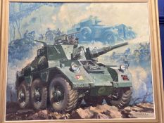 •Frank Wootton (1911-1998): Oil on canvas, Saladin armoured car commissioned by Major Dennis