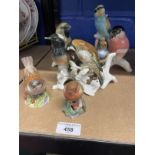 20th cent. Porcelain: Karl Ens bird figurines, includes Bullfinch, Chaffinch, Goldfinch, Redstart,