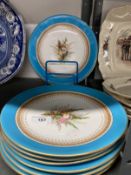 19th cent. Ceramics: Worcester Botanical dessert plates, hand painted floral centre Australian