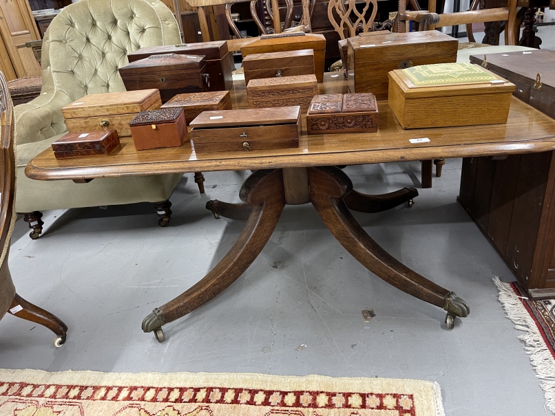 19th cent. Mahogany breakfast table converted to a coffee table on four supports.