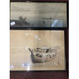Late 19th/early 20th cent. Japanese watercolour, river studies, signed bottom right. 14ins. x