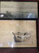 Late 19th/early 20th cent. Japanese watercolour, river studies, signed bottom right. 14ins. x