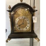 Clocks: 19th cent. French ebonised bracket clock, mercury silvered spandrels, chapter ring, Roman