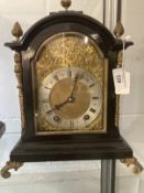 Clocks: 19th cent. French ebonised bracket clock, mercury silvered spandrels, chapter ring, Roman