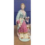 19th/early 20th cent Aesthetic Berlin figural polychrome vase, a young woman dressed in a kimono