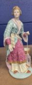 19th/early 20th cent Aesthetic Berlin figural polychrome vase, a young woman dressed in a kimono