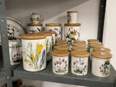 20th cent Ceramics: Portmeirion storage jars, large x 3, medium x 3, spice jars x 14, flower pot,