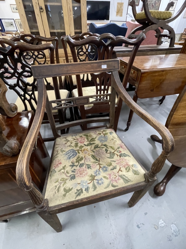 Edwardian mahogany purdonium with lead liner, Regency carver chair and an oak Carolean style - Image 3 of 3