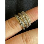 Jewellery: Three 9K gold full eternity rings, sizes N, P and Q. 7.9g.