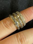 Jewellery: Three 9K gold full eternity rings, sizes N, P and Q. 7.9g.