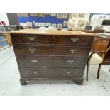 19th cent. Mahogany chest of four long drawers on bracket feet. Approx. 36ins. x 44ins. x 21ins.