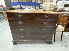 19th cent. Mahogany chest of four long drawers on bracket feet. Approx. 36ins. x 44ins. x 21ins.