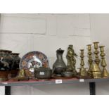 19th cent. and later collection of mixed brass, metalware, trench art and a pair of 19th cent.
