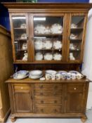 20th cent. Oak glazed top Carmarthanshire dresser, the base with a cupboard door to either side of