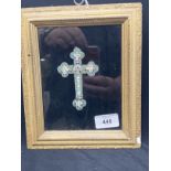 19th cent. Grand Tour micro mosaic Christian cross, pale green background with multicoloured