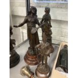 Sculpture: Pair of French cast Spelter figures in the neo classical style. 12ins. Plus a Peter Hicks
