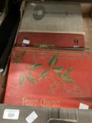 Postcards: Edwardian Art Nouveau postcard albums containing hundreds of cards including nautical,