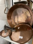 19th/20th cent. Kitchenalia: Copper handled preserve pan, dia. 14½ins, height 4ins. Copper bodied