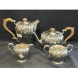 Hallmarked Silver: 20th cent. Four piece tea set William Suckling of Birmingham. Approx. 57oz.