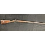 18th/19th cent. Percussion rifle, Damascus barrel, walnut stock, action plate signed Clarke, with