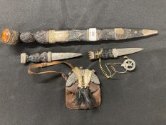 Robert Allison of Glasgow 20th cent. Scottish dirk with citrine to the hilt and plated mounts, two