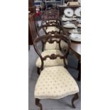 19th cent. Rosewood hoop and scroll back dining chairs, upholstered. (6)