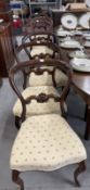 19th cent. Rosewood hoop and scroll back dining chairs, upholstered. (6)