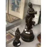 20th cent. Bronze effect Spelter statue of a Vestal Priestess, two missing fingers. Height