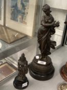 20th cent. Bronze effect Spelter statue of a Vestal Priestess, two missing fingers. Height