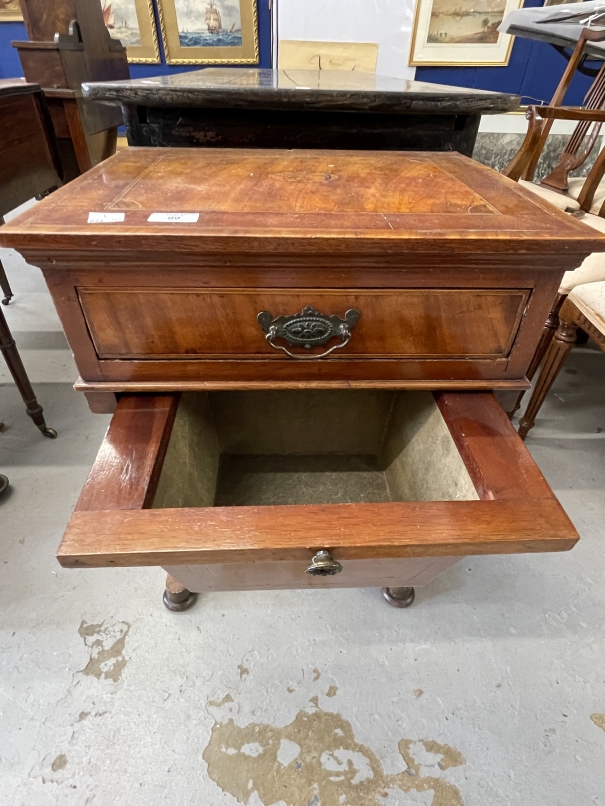 19th cent. Mahogany sewing table with inlaid oval motif above a drawer for sewing requisites. 18ins. - Image 2 of 2