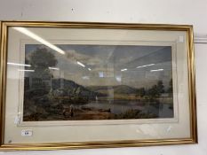 Continental School: Late 19th/early 20th cent. Watercolours on paper, lakeland scenes with people in