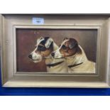 John Arnold Wheeler (British 1821-1903) oil on board pair of Parsons Terriers signed J. A. Wheeler