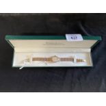 Watches: Hallmarked 9ct gold ladies Omega watch with integral mesh bracelet having a 17mm round