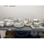 20th cent. Ceramics: Portmeirion 'The Botanic Garden' teapot, teacups x 4, saucers x 5, side