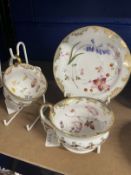 Ceramics: Swansea style trio c1815-18, comprising a teacup, coffee cup and saucer, painted