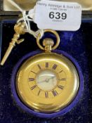 Watches: 18ct hallmarked gold manual wind Half Hunter pocket watch by J.W. Benson, inner dial