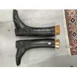 Equestrian: 20th cent. Leather riding boots, complete with wooden trees. (1 pair)