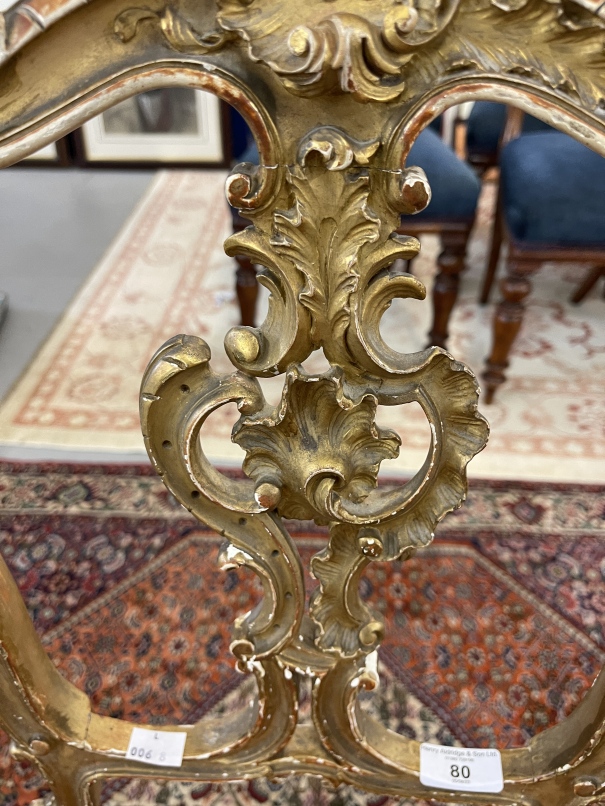 19th cent. Pair of gilt salon chairs with acanthus design to the backs. - Image 2 of 2