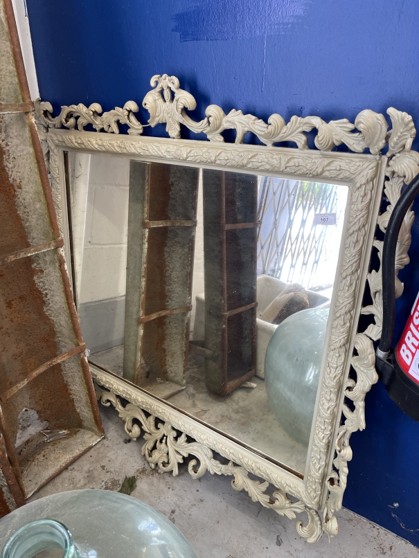 19th cent. Painted gesso wall mirror with foliate mouldings. 40ins. x 41ins.